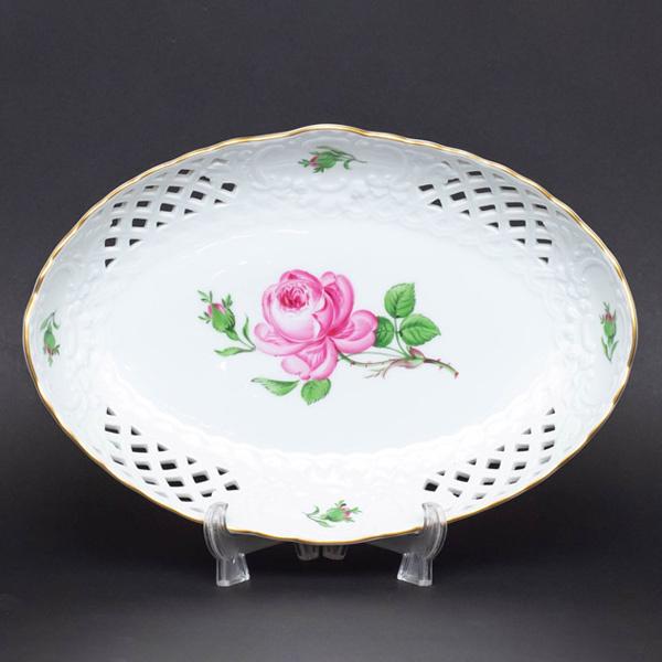 マイセン ピンクローズ メッシュオーバルディッシュ | マイセン | 01