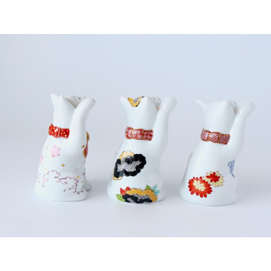 賞美堂 有田焼 招福猫 miw みゅう 子 なでしこ 椿 菊 s-1443 s-1445 s