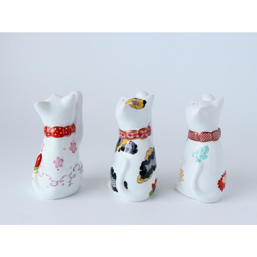招福猫　miw-みゅう-　なでしこ紋　定価11.000 賞美堂 有田焼 招福猫 miw みゅう 子 なでしこ 椿 菊 s-1443 s-1445 s