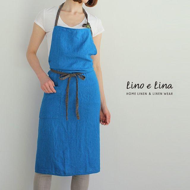 Lino e Lina（リーノエリーナ） フルエプロン マノン・ミノルカブルー