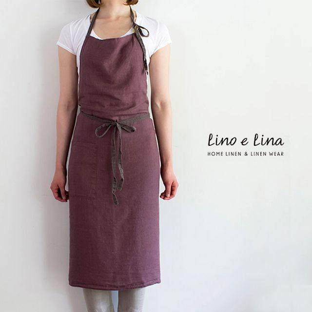 Lino e Lina フルエプロン マノン・ヴィンテージモーヴ : 雑貨の