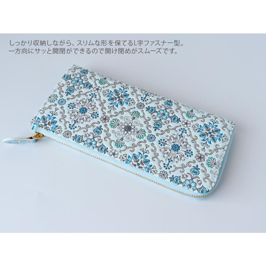 浅草文庫 シルクロードL字長財布 文庫革 型友禅 手描き友禅 : 雑貨のお