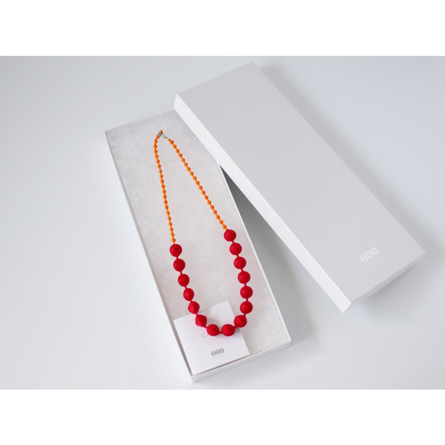 トリプルオゥ ネックレス スフィア カラーコンビ レッド×オレンジ 53cm