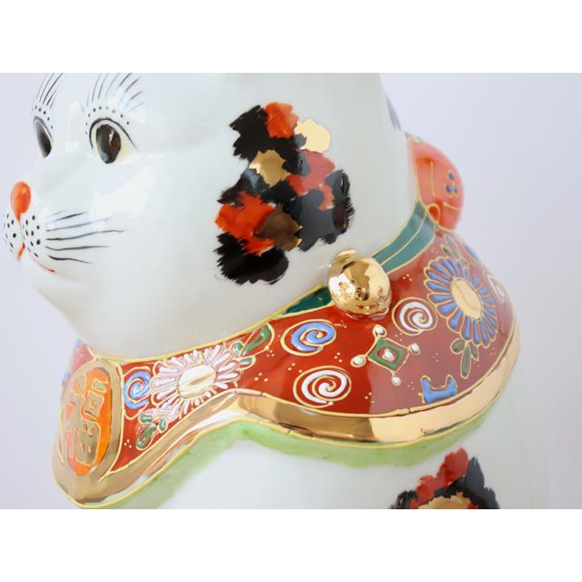 九谷焼 10号 招き猫 金三毛 ( 右手・左手 / 布団付 ) : 雑貨のお