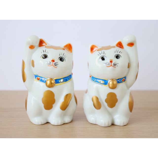 九谷焼 3号 招き猫 金ブチ ( 右手 ・ 左手 ) : 雑貨のお店