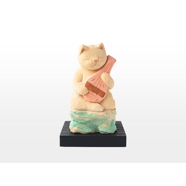 猫buddha 愛らしい猫の姿の七福神！弁財天さま ( 台座付 ) : 雑貨のお