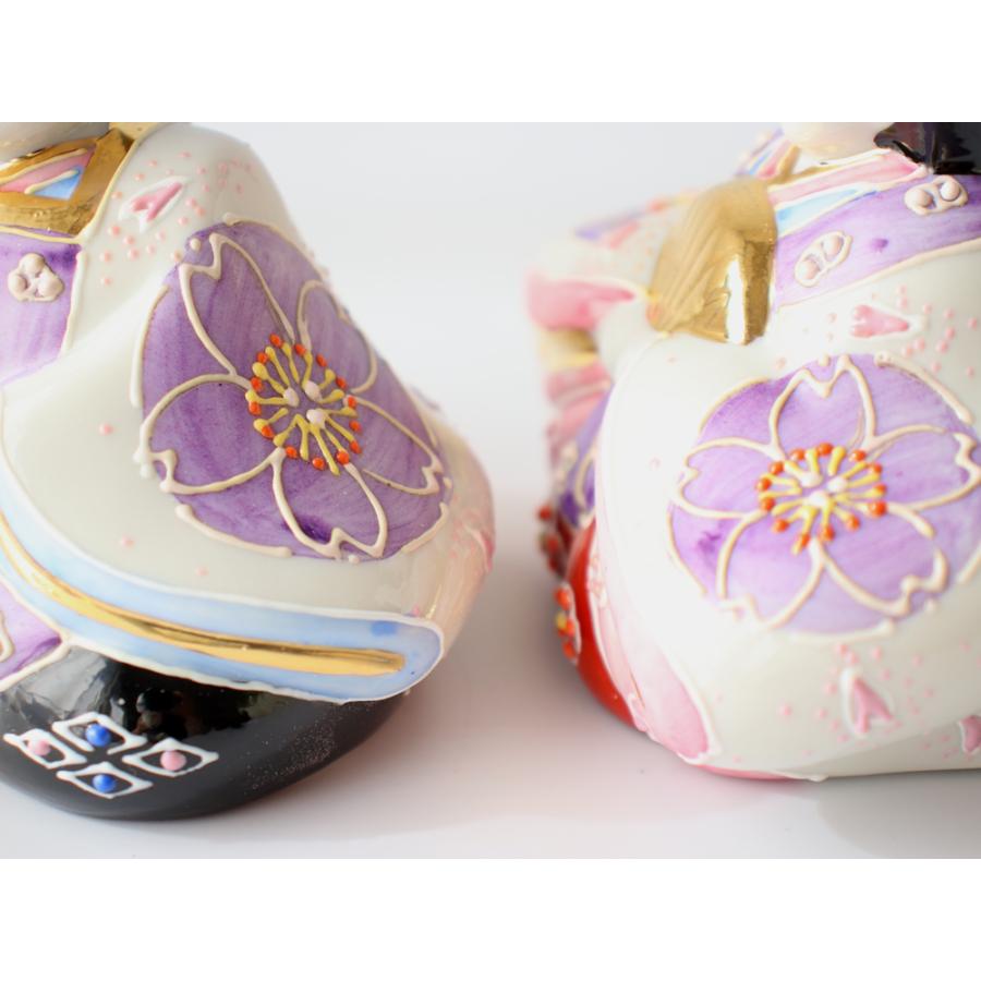 九谷焼 3号雛人形 花むらさき 親王飾り コンパクト おしゃれ 平飾り 二