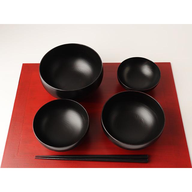 四つ椀応量器 ( 木製 ) 刷毛曙 山岸厚夫 うるし工房錦壽（ きんじゅ