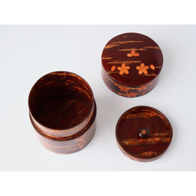 角館 伝四郎 桜皮細工 総皮茶筒 小 散花 : 雑貨のお店セレクト
