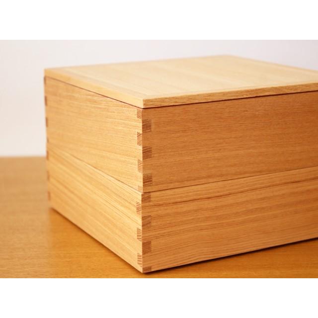 新品 松屋漆器店 白木塗り タモ製6.0寸二段重内朱 6寸 お重 重箱 越前漆器 松屋漆器店 重箱 白木塗タモ6.0 二段 6寸 内朱 白木 約18×18cm