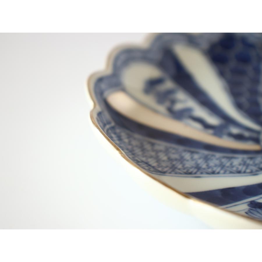 林九郎窯 古伊万里様式 藍青シリーズ 銀彩祥瑞 プレート16cm