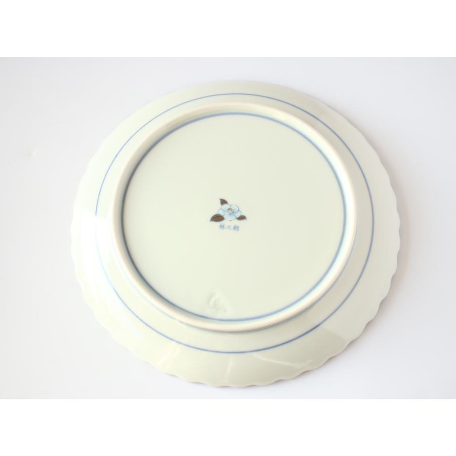 林九郎 林九郎窯 古伊万里様式 藍青シリーズ 銀花唐草 輪花 プレート17cm