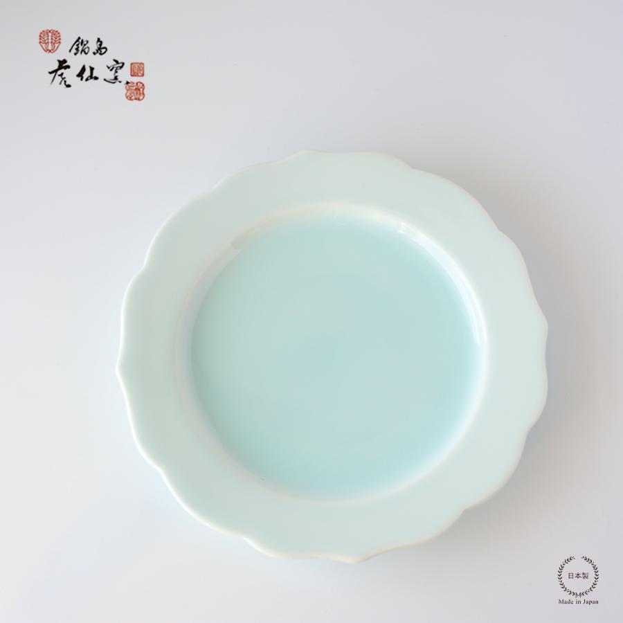 鍋島虎仙窯 青白磁リム皿 中 21cm 伊万里焼 : 雑貨のお店セレクト