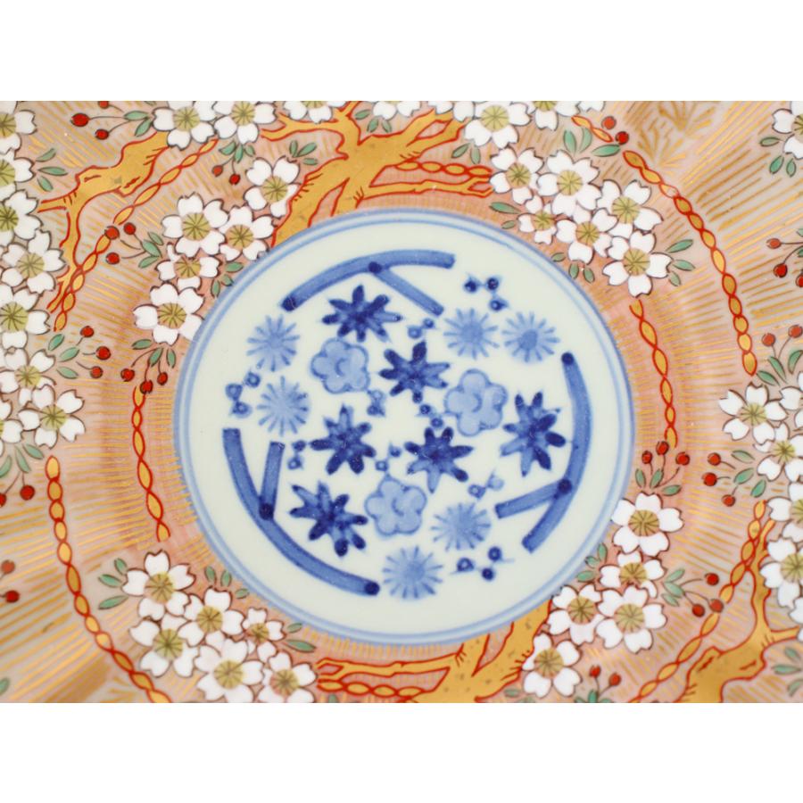 林九郎窯 古伊万里様式 琳派桜樹文 プレート19cm (赤) 波佐見焼 6号