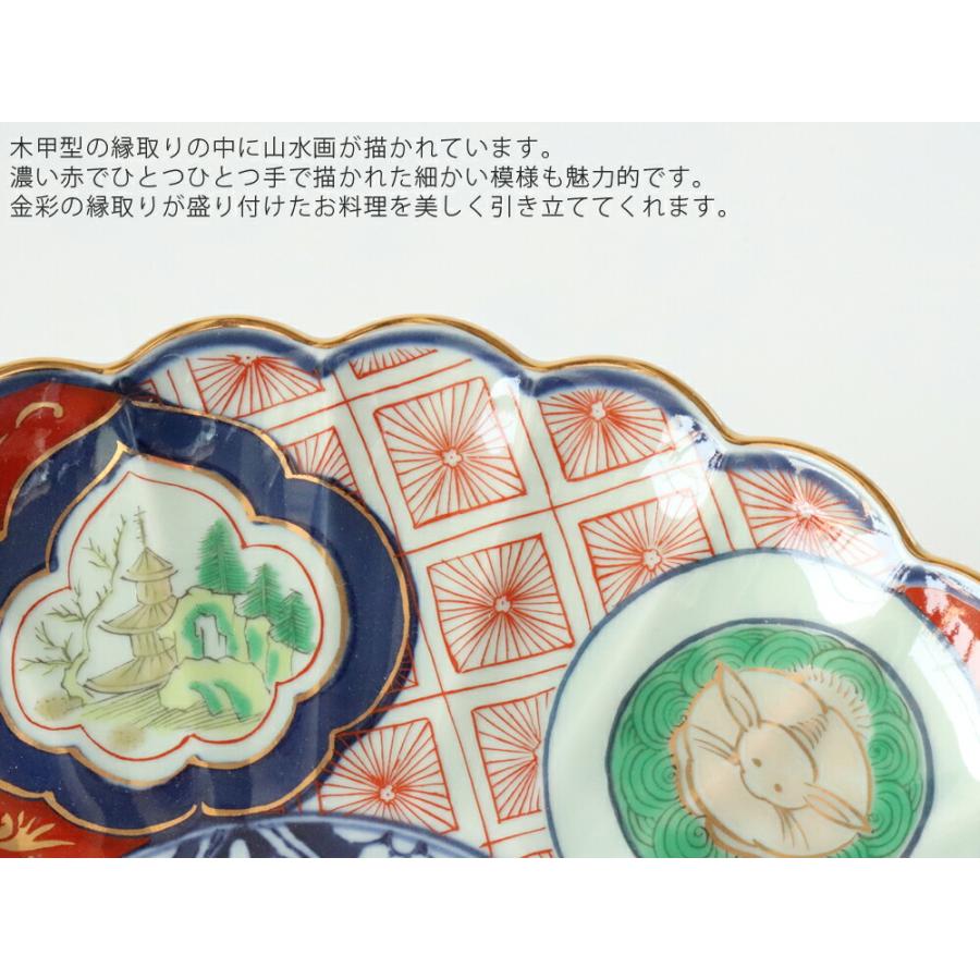林九郎窯 古伊万里様式 赤濃木甲山水 和皿 19cm 波佐見焼 盛り皿