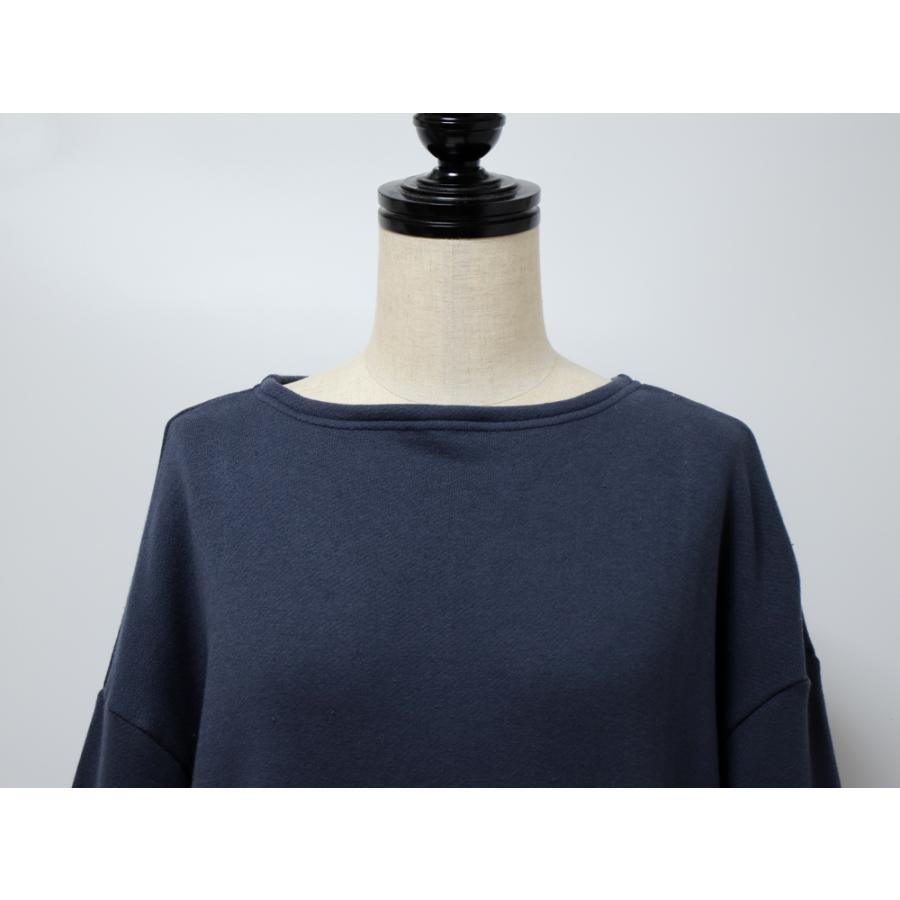 yohaku 余白 メリノウール裏毛 ボートネックワンピース d-0037 ブルー