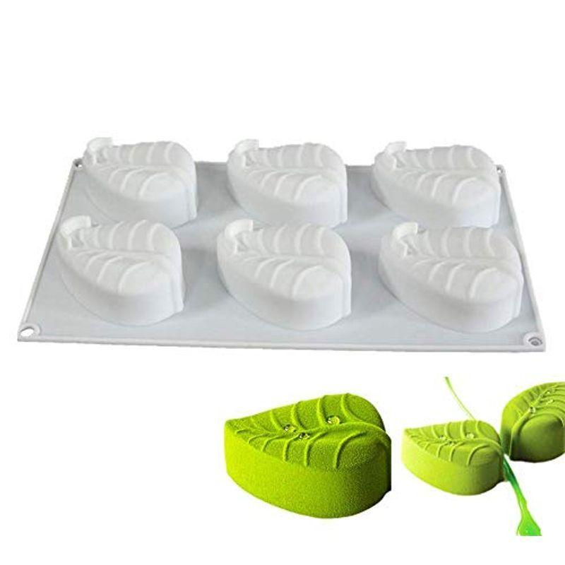 家庭用 ムースモールドベーキングモールドケーキモールドアイスモールド用の多目的シリコーンモデル（6穴葉3Dケーキ型）
