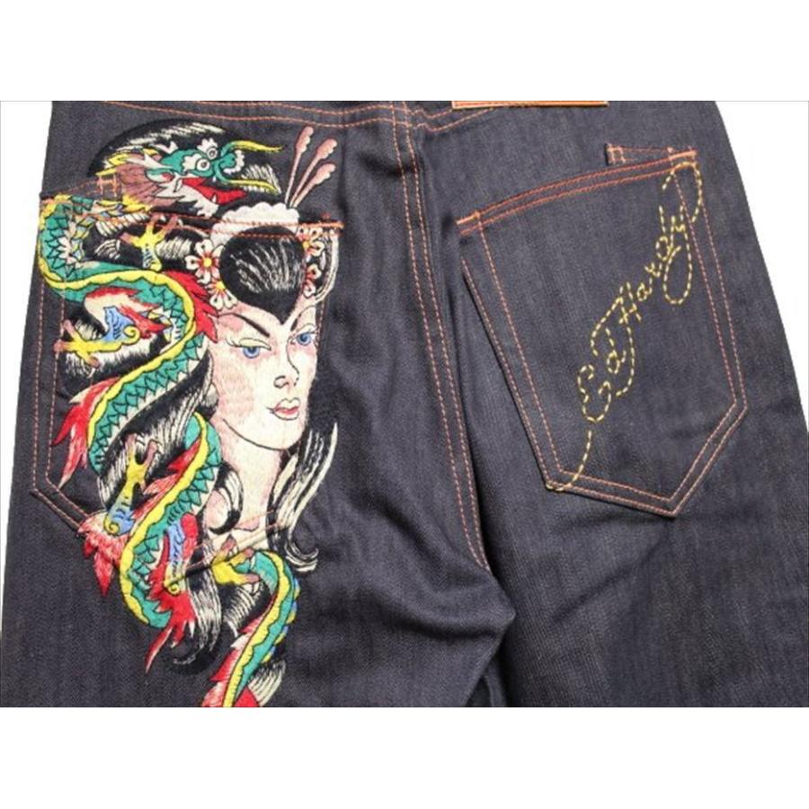 エドハーディー ed hardy メンズデニムパンツ ジーンズ 新品 ブラック30インチ 刺繍デザイン｜selectshop-blume｜03