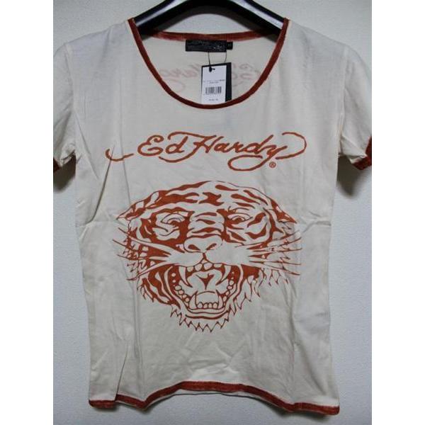 エドハーディー ed hardy レディース 半袖Tシャツ W02SPR091 Mサイズ TIGER タイガー 新品 オフホワイトｘオレンジ