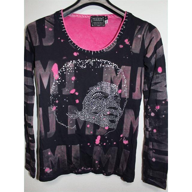 アイコニック ICONIC レディース長袖Ｔシャツ ブラックｘピンク Sサイズ Michael Jackson 新品 マイケルジャクソン