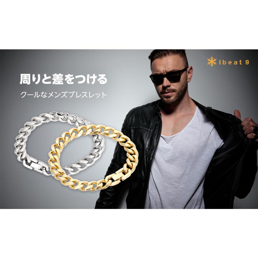 ステンレススチール 喜平 ブレスレット メンズ チェーン 10mm 金属アレルギー対応 ゴールド シルバー｜selectshop-chiba｜02