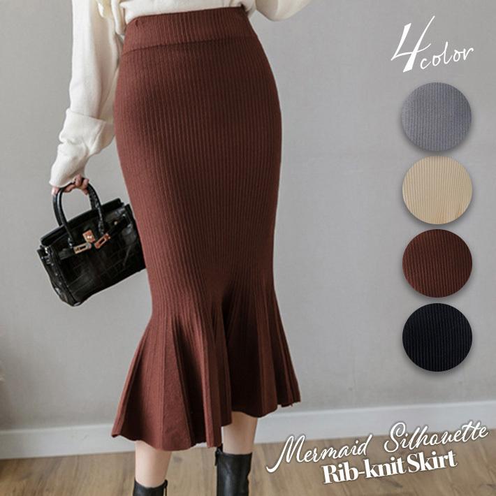 ミモレ丈 マーメイドシルエット リブニットスカート マーメイドスカート ミモレスカート タイトスカート ロングスカート ロング丈 リブ編み 厚手 レディース Dl 19 Select Shop Ica 通販 Yahoo ショッピング