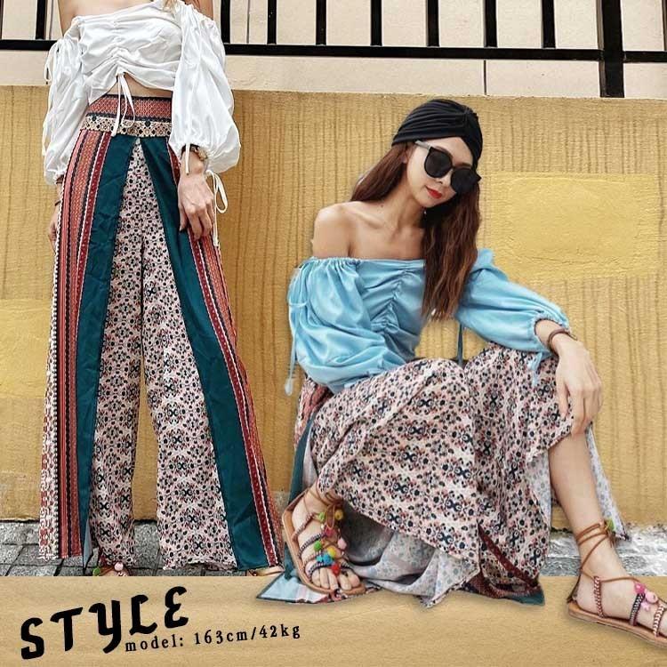 ワイドパンツ レディース キュロット ラップ 巻き スカート