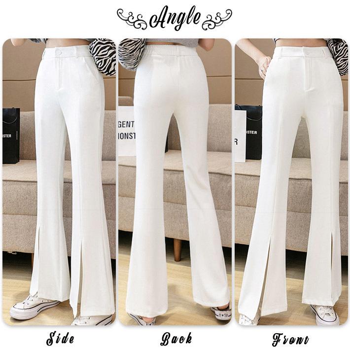 フレアパンツ レディース スリット ストレッチ パンタロン ベルボトム
