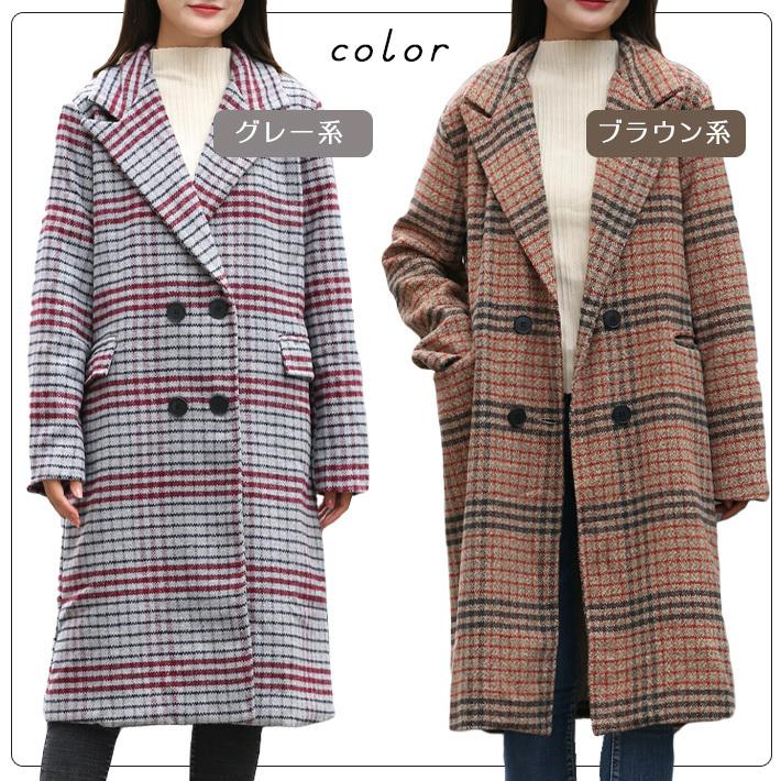 ICB グレー チェック柄 チェスターコート　ロング丈 Lace Ladies グレンチェック ロング チェスター コート 大きい
