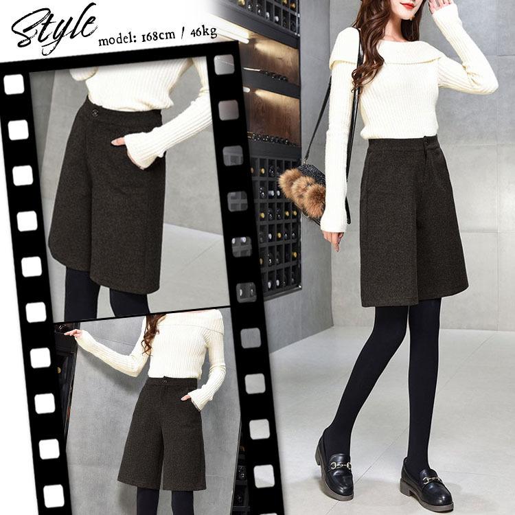 ハーフパンツ レディース キュロット ショート ハイウエスト Aライン