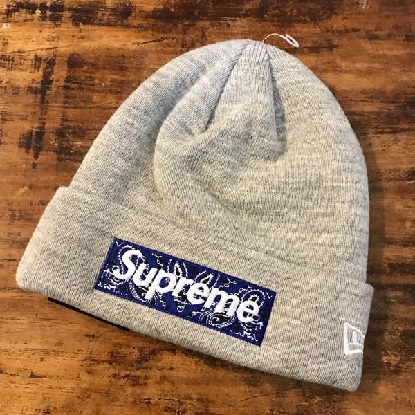 Supreme シュプ ニット帽 バンダナ グレー SUPREME×NEW ERA(シュプリーム×ニューエラ) Box Logo Beanie