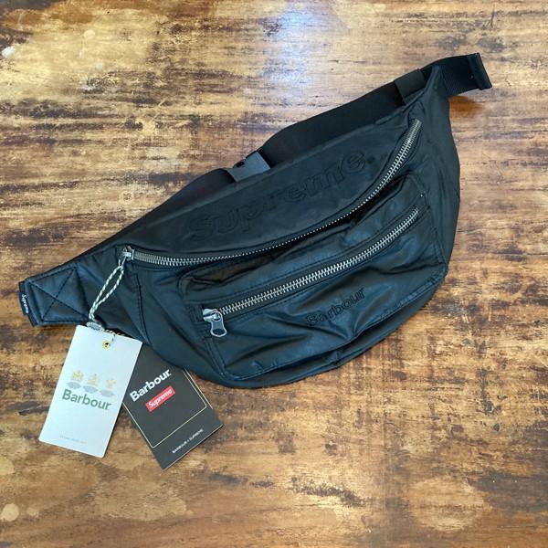 Supreme 20SS Supreme/Barbour Waxed Cotton Waist Bag Black Supreme 20SS Supreme/Barbour Waxed Cotton Waist Bag Black
