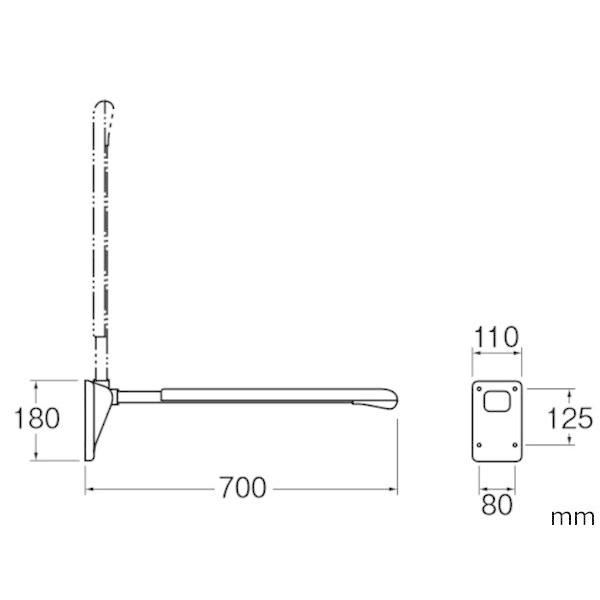 【公式】 三栄水栓　SANEI　サポートバー(折上式) W604[検索用キーワード＝介護 トイレ 手すり 折り畳み トイレ 手すり 立ち上がり 安全バー] 【CEG7375173455】(26636円)