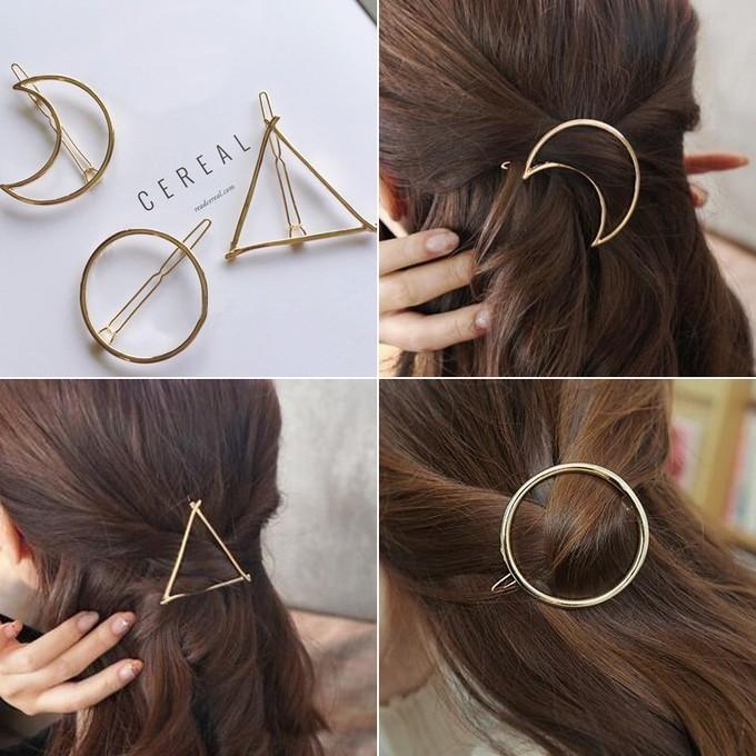 ヘアピン サークル トライアングル ムーン クリップ ヘアアクセサリー