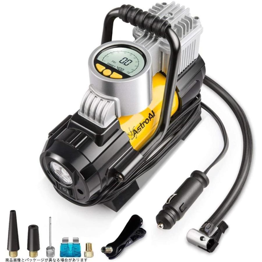 Astroai 電動エアコンプレッサー 車 空気入れ 電動空気入れ 自動停止 静音 小型 過熱保護
