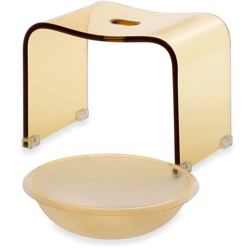 Kuai アクリル バスチェア ボウル セット 風呂椅子 洗面器 高さ25cm M