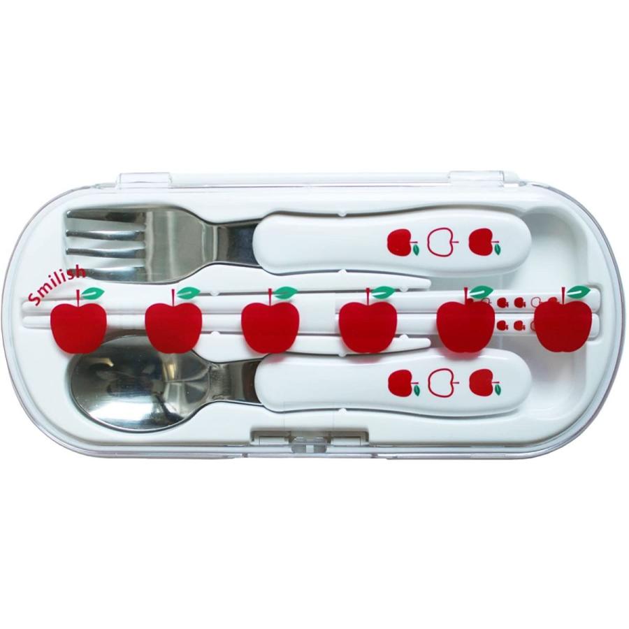 新作販売 Smilish スマイリッシュ カトラリーセット 箸 スプーン フォーク お名前シール付 りんご柄 日本製 Fvision Sa