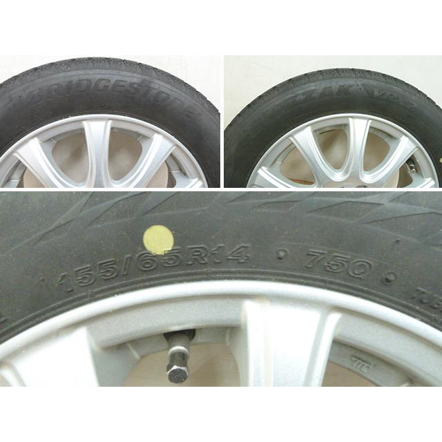 【中古】ブリヂストン スタッドレスタイヤ 4本 ブリザック 14インチ 155/65R14 75Q 2021年 BLIZZAK VRX2 冬タイヤ ホイール 4穴_2