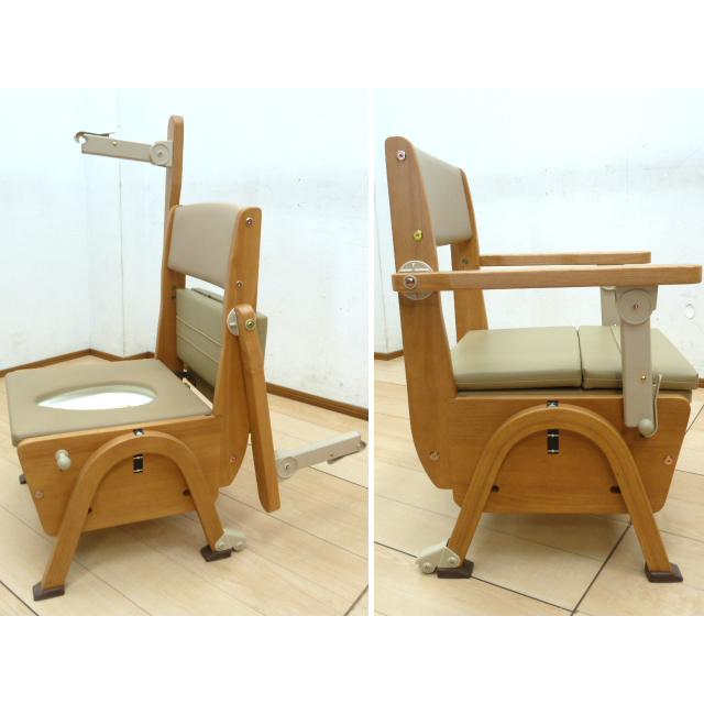 未使用品】 ウチヱ ポータブルトイレ さわやか 木製チェア ライト