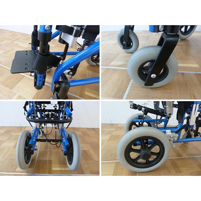 【中古】介助用 ティルト リクライニング 車いす 小児用 W480×D800×H1010mm 成長対応拡張機能付 アルミ 介護 子供用 車椅子 車イスの画像