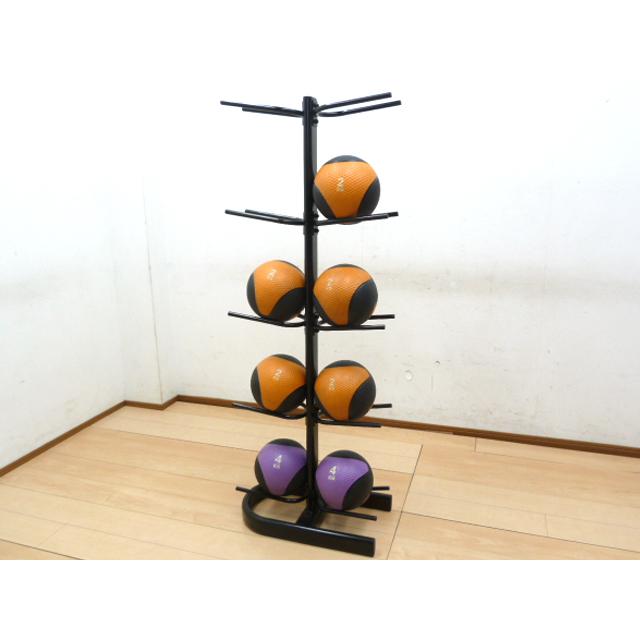 トレーニングセット 懸垂ラック ダンベル メディシンボール 中古】メディシンボール 7点 ＆ ラック セット 2kg×5点 4kg×2点
