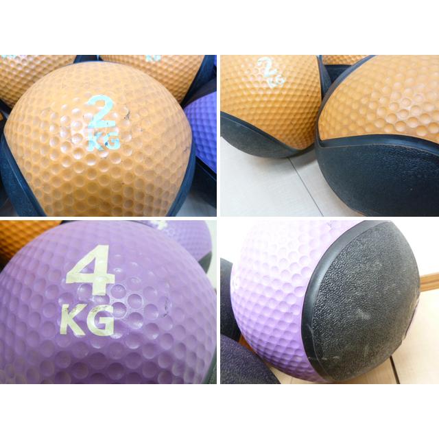 中古】メディシンボール 7点 ＆ ラック セット 2kg×5点 4kg×2点