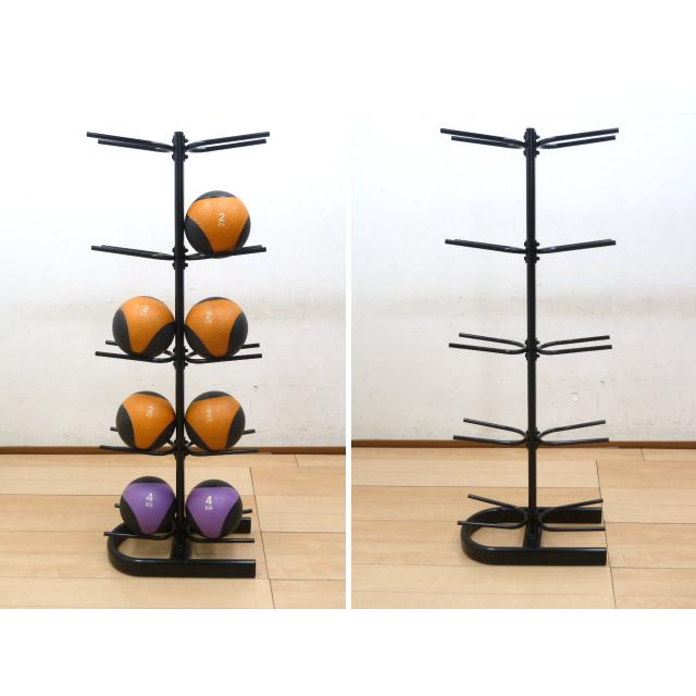 中古】メディシンボール 7点 ＆ ラック セット 2kg×5点 4kg×2点