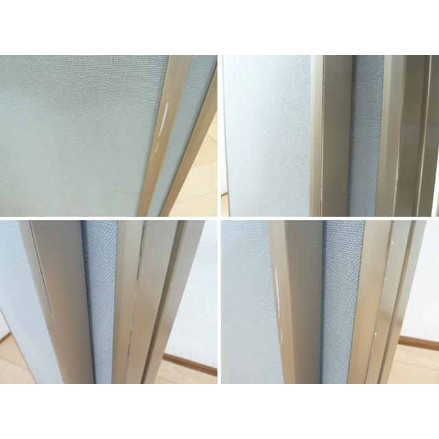 中古】3連 パーテーション ブルー 幅180cm キャスター W1800×D420
