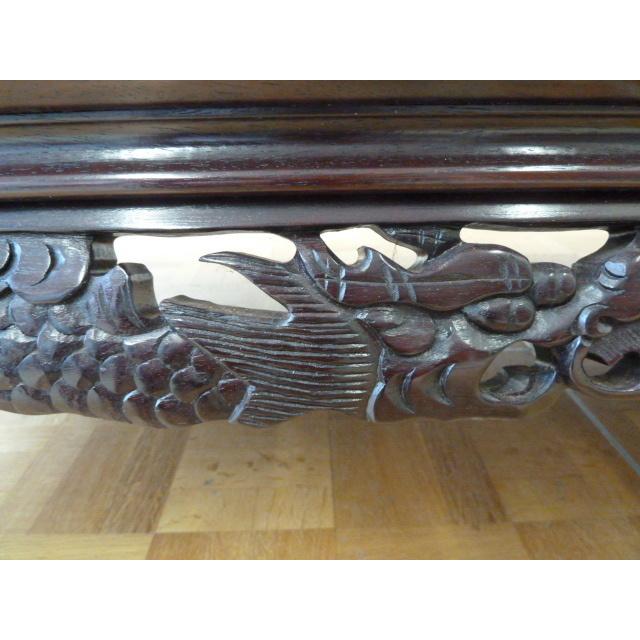 透かし彫り 座卓 張智雲 W1515×D916×H358mm 龍彫刻 机 座敷