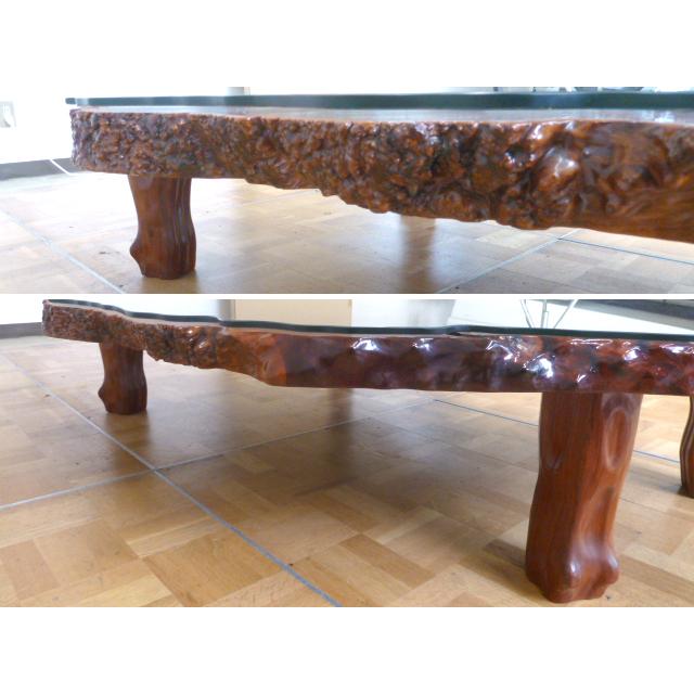 中古】花梨 一枚板 ローテーブル ガラス天板 センターテーブル 中古】花梨 一枚板 ローテーブル ガラス天板 センターテーブル