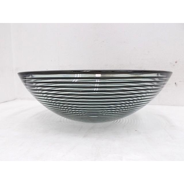 展示品 強化ガラス製 手洗い ボウル ボーダー柄 φ425×145mm 手洗器 展示品】 強化ガラス製 手洗い ボウル ボーダー柄 φ425×145mm 手洗い器