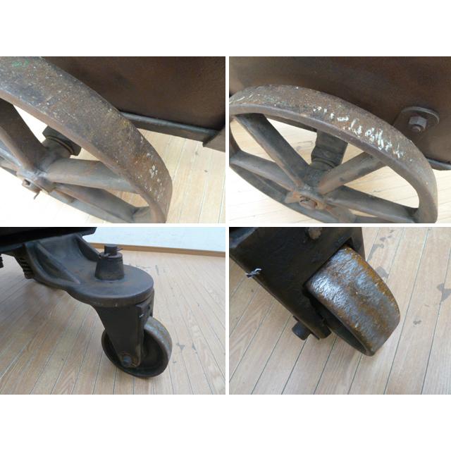 中古】アンティーク 鉄製 三輪車 カート W650×D1000×H800mm 運搬 台車