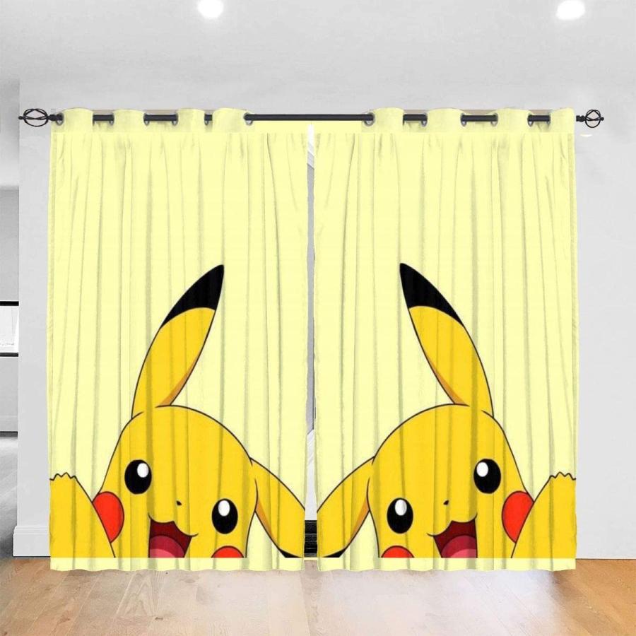 再再販 かわいいピカチュウ カーテン 1級遮光 可愛い おしゃれカーテン 両開き 断熱 高級感 幅132cm 丈1cm 2枚組 保証書付 Www Cepici Gouv Ci