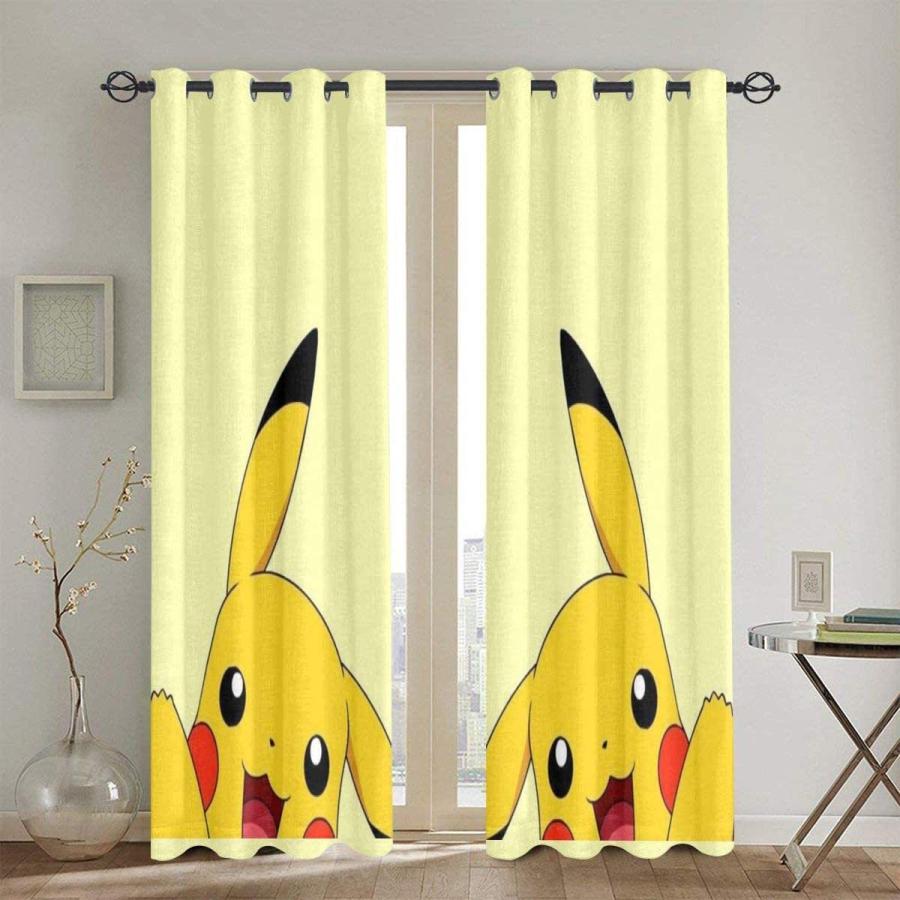 再再販 かわいいピカチュウ カーテン 1級遮光 可愛い おしゃれカーテン 両開き 断熱 高級感 幅132cm 丈1cm 2枚組 保証書付 Www Cepici Gouv Ci